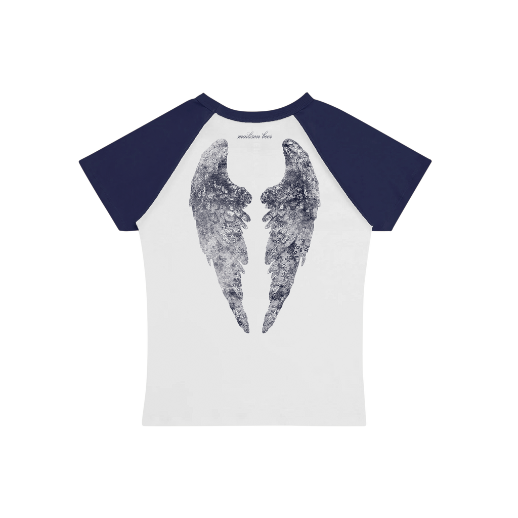 locket angel wings raglan baby tee