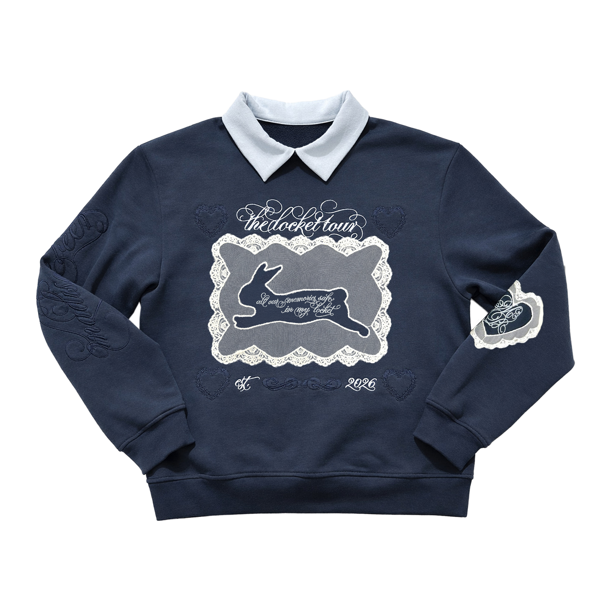 custom locket tour collared crewneck
