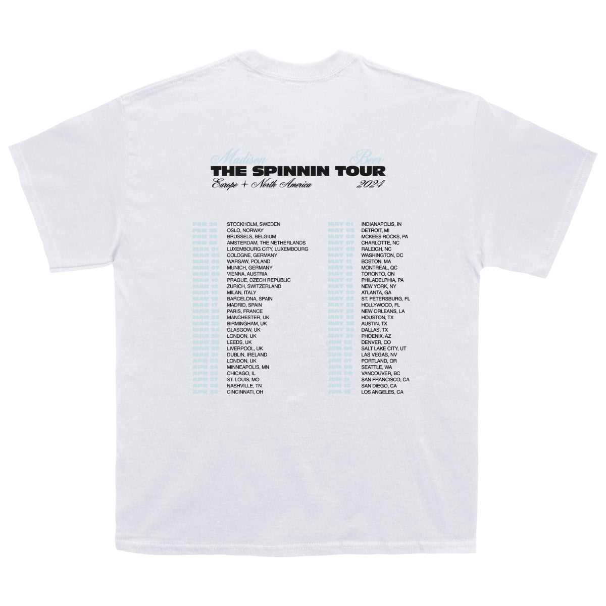 Spinnin Tour Baby Blue Bow T-shirt – Madison Beer